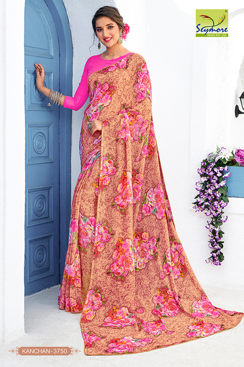 Pink Fancy Printed Synthetic Saree