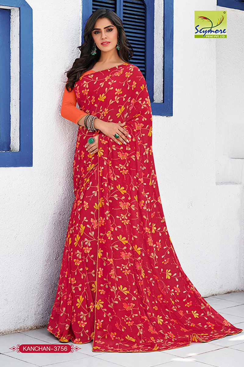 Blue Designer Printed Piping Border Sarees