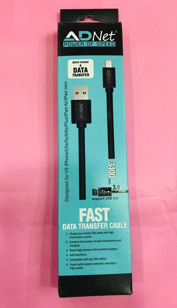 High Speed Data Cable - Pvc, 1 Mtr Length, White Color | 3.4 Amp Fast Charging & Data Transfer, 1 Year Warranty