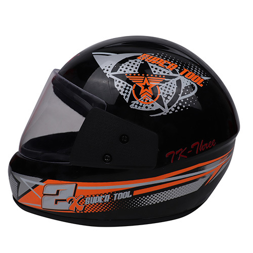 Printed Black Full Face Helmet - ABS Plastic, One Size, Black | Quick Release, Impact Resistance, Lightweight, Clear Visor