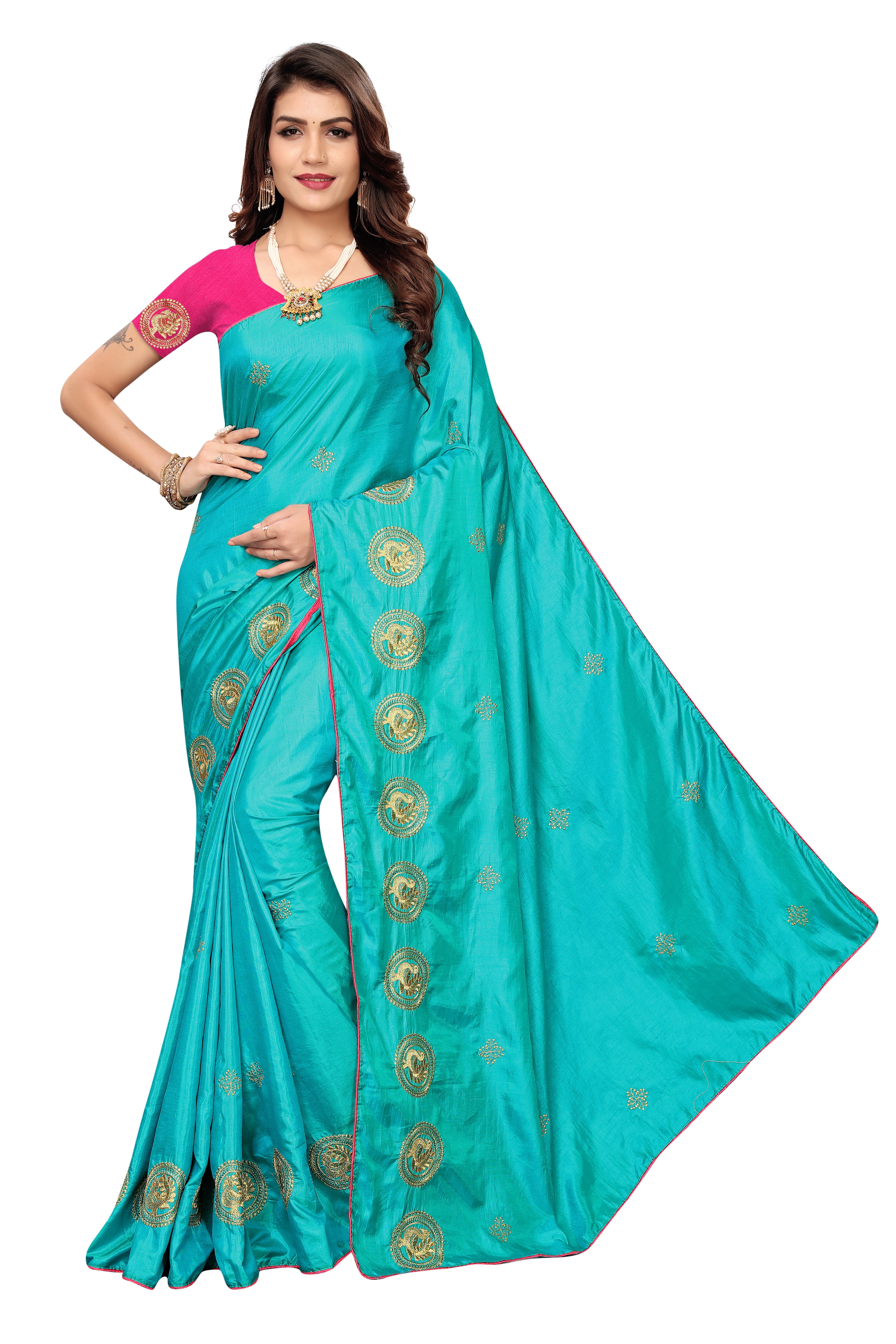 Multy Duck Embroierye Degner Saree