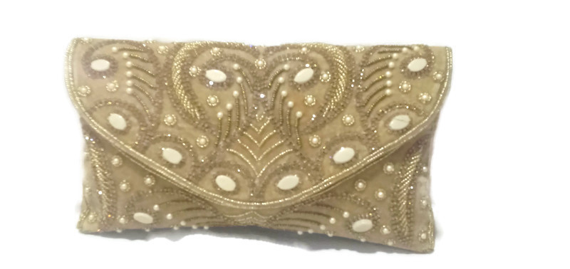 Stylish Handicraft Clutch - High Quality Imported Leather, Metallic Thread Strap | Elegant Design With Clasp Closure, Inner Metal Material, Perfect For Ethnic & Casual Wear