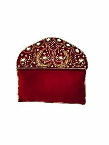 Stylish Handicraft Clutch - High Quality Imported Leather, Metallic Thread Strap | Elegant Design With Clasp Closure, Inner Metal Material, Perfect For Ethnic & Casual Wear