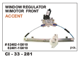 Window Regulator W/motor Front Accent Lh/rh Vehicle Type: 4 Wheeler