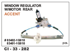 Window Regulator W/Motor Rear Accent Lh/Rh Vehicle Type: 4 Wheeler
