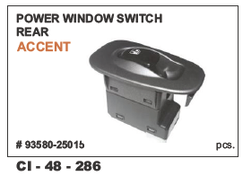 Power Window Switch Rear Accent - Durable Plastic, Universal Fit for 4-Wheelers | Includes Warranty for Reliable Performance