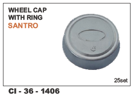 Wheel Cap with Ring Santro - Durable Plastic, Standard Size, Sleek Silver Finish | 4-Wheeler Compatibility, Warranty Included