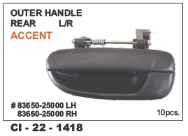 Outer Handle Rear Lh/Rh Accent Vehicle Type: 4 Wheeler