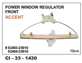 Power Window Regulator Front Accent LH/RH - Durable Material, Vehicle Type: 4 Wheeler | Warranty Included, Ensures Reliable Performance and Functionality