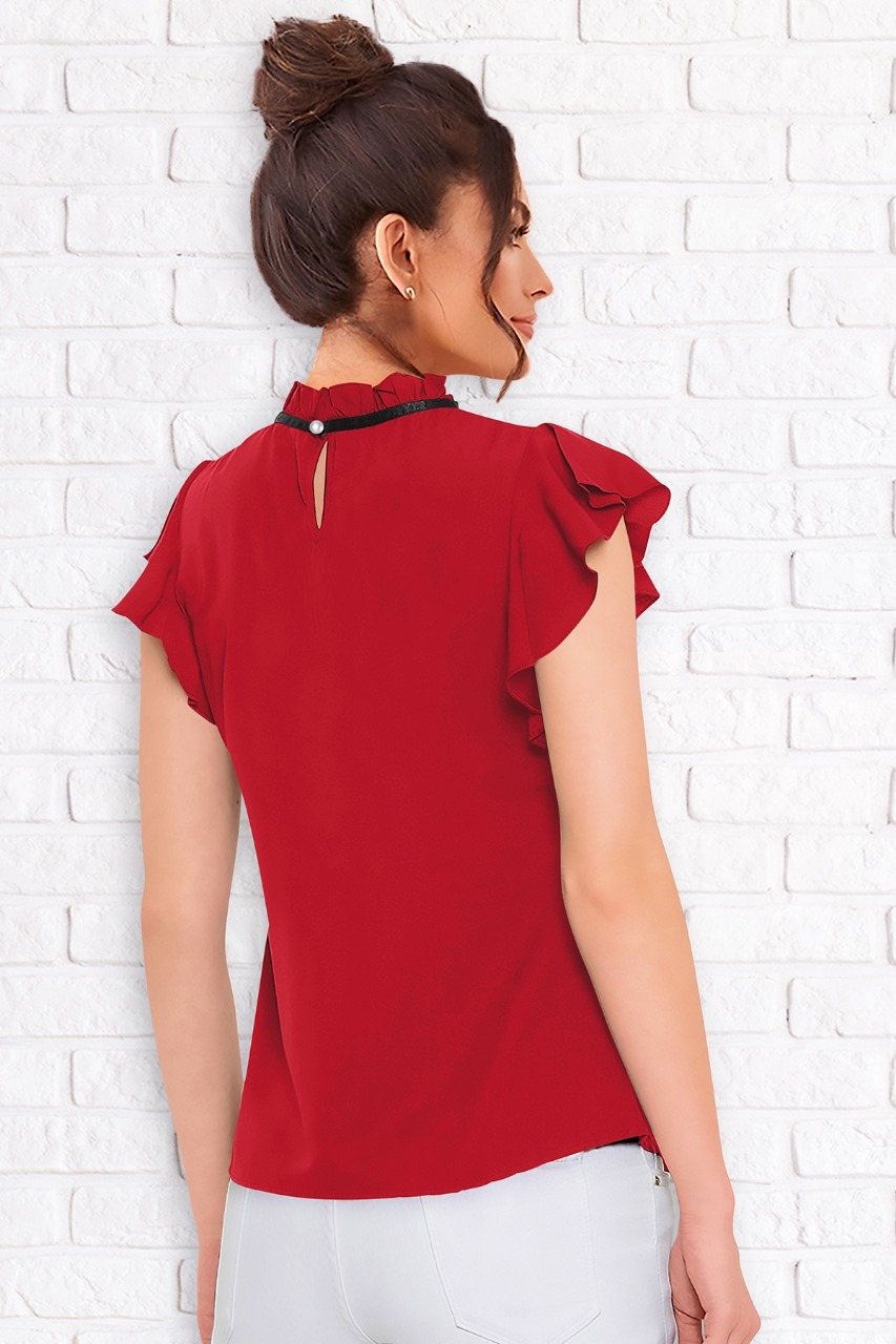Ladies Top - Rayon, Available Sizes S, M, L, Xl, Colors: Black, Blue, Red, Yellow, Length: 24.5 Inches | Summer Wear, Designer Top, Washable, Short Sleeves, Printed Pattern