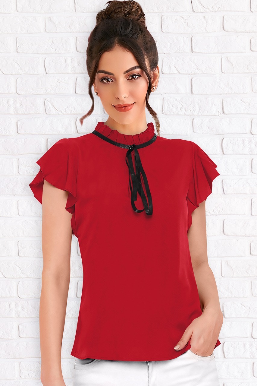 Ladies Top - Rayon, Available Sizes S, M, L, Xl, Colors: Black, Blue, Red, Yellow, Length: 24.5 Inches | Summer Wear, Designer Top, Washable, Short Sleeves, Printed Pattern