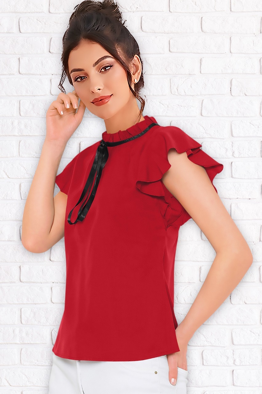 Ladies Top - Rayon, Available Sizes S, M, L, Xl, Colors: Black, Blue, Red, Yellow, Length: 24.5 Inches | Summer Wear, Designer Top, Washable, Short Sleeves, Printed Pattern