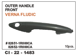 Outer Handle Front Verna Fluidic LH/RH - Durable Plastic, 4 Wheeler Compatibility | Warranty Included, Enhanced Security Features