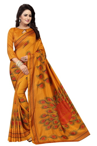 Maalgudi Kanhaiya Mustard Silk Saree - Silk Fabric, Multy Color, Suitable for All Seasons: Rainy, Spring, Summer, Winter