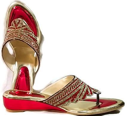 Red Sandal Synthetic Beaded