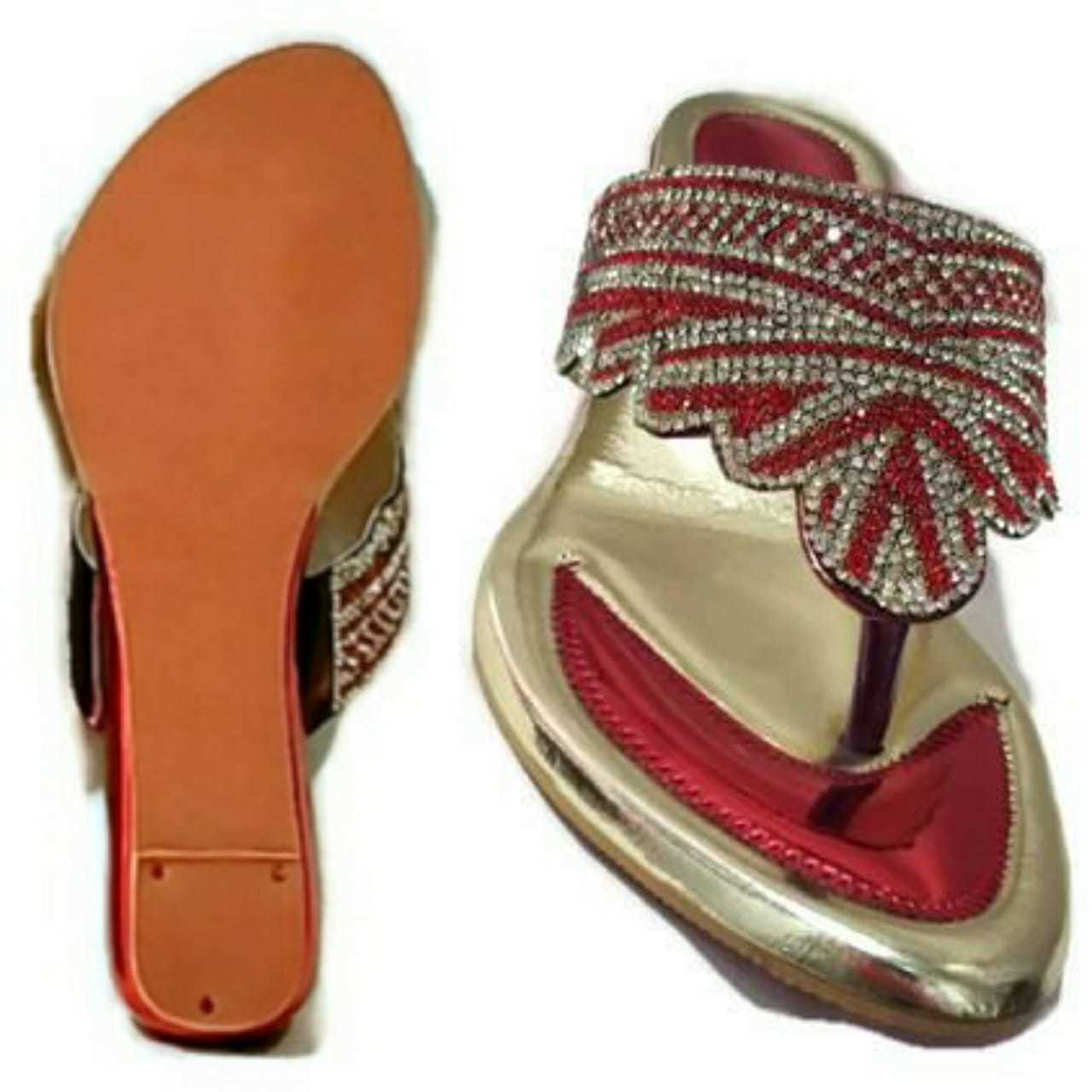 Red Sandal Synthetic Beaded