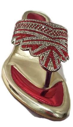 Red Sandal Synthetic Beaded