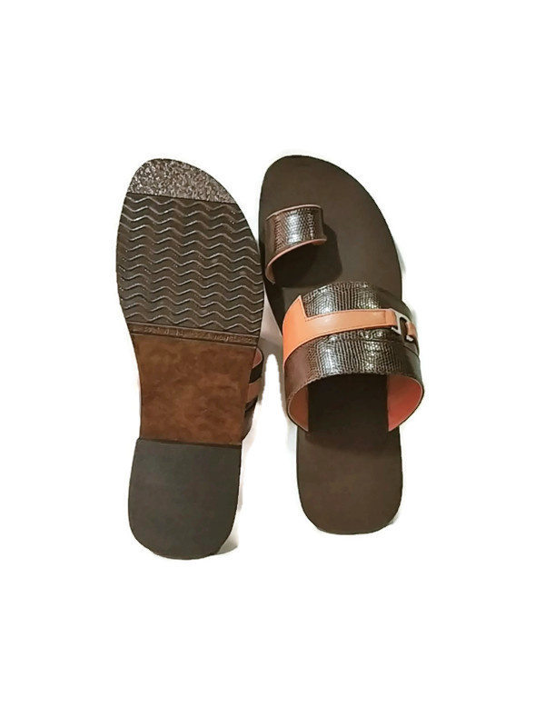 Pu Brown Leather Chappal