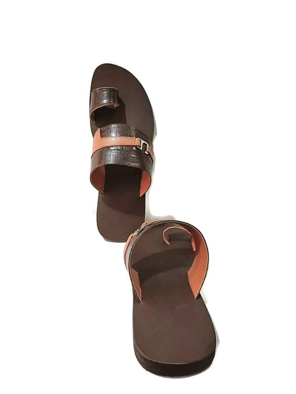 Pu Brown Leather Chappal