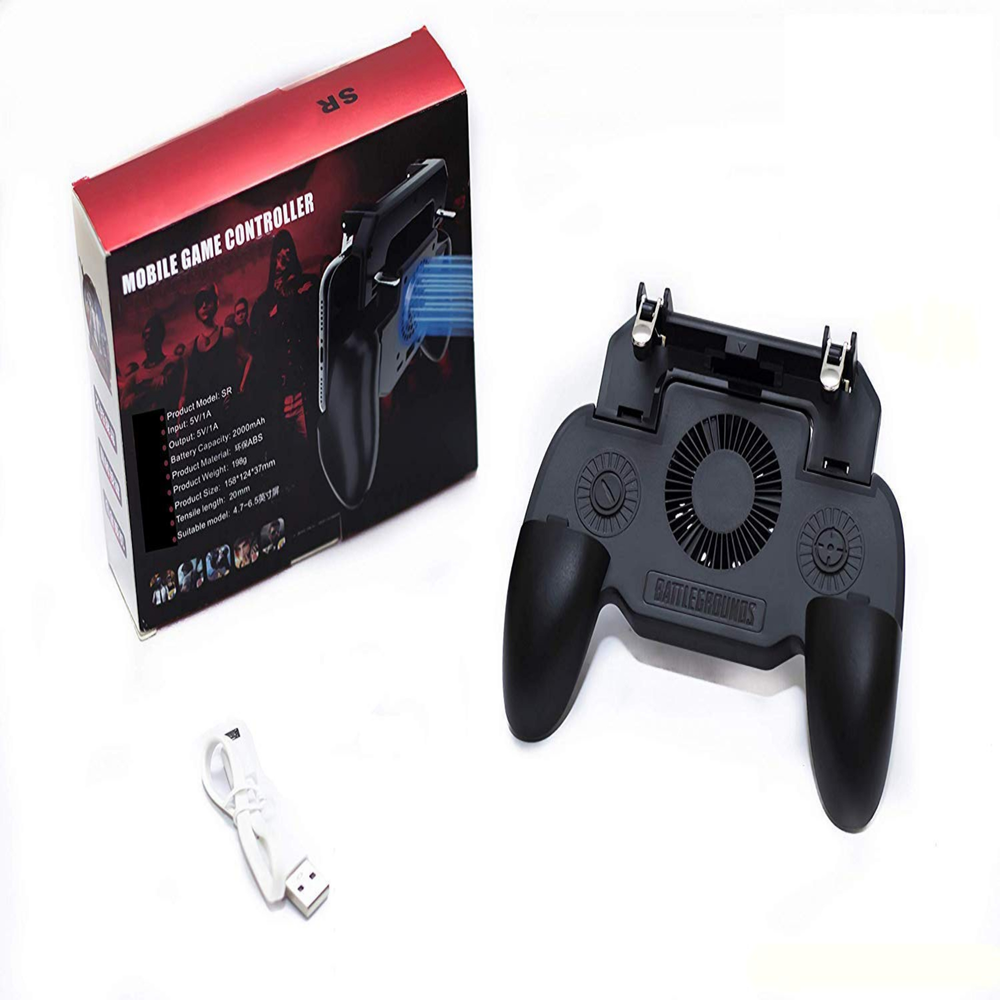 Sr Pubg Trigger Gamepad With Cooling Fan & Built-in 2000 Mah Battery Body Material: Abs