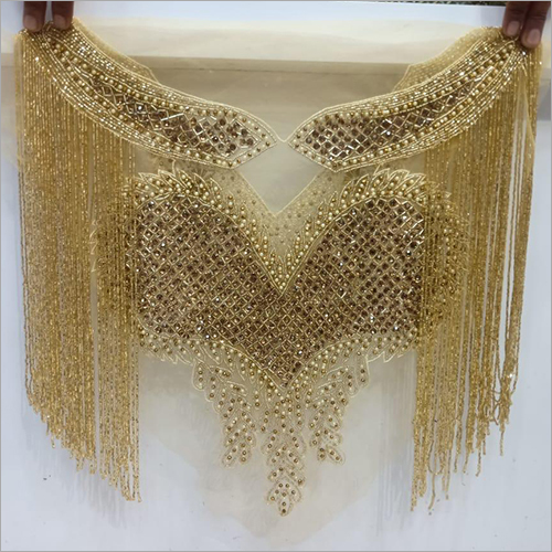 Handwork Neck - Silk One Sided Embroidered Accessory with Stone Decoration | Elegant Artistry in Exquisite Detailing