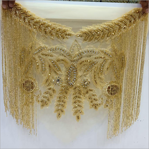 Handwork Neck - Silk, One Sided | Embroidered Pattern with Sequins Decoration