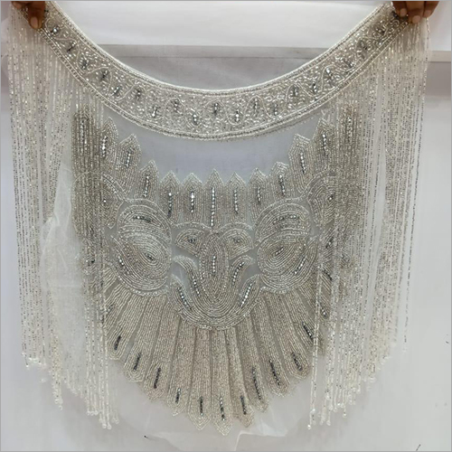Handwork Neck - Silk Material, Embroidered One-Sided Design | Sequins Decoration for Elegant Style and Distinctive Appearance