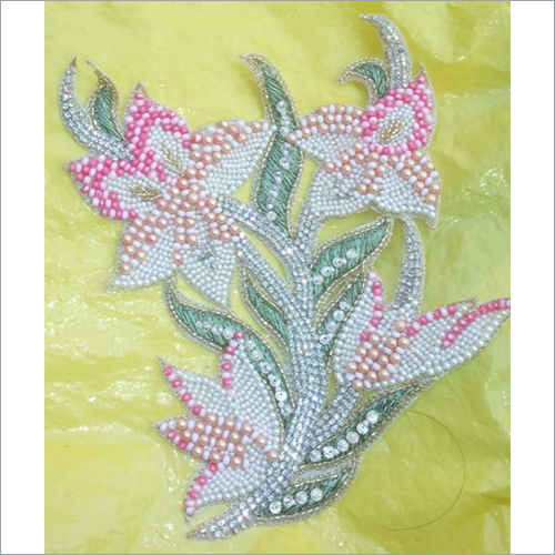 Handwork Patches - Silk, One Sided, Embroidered Design with Stone Accents | Unique Decorative Elements for Fashion and Craft Projects