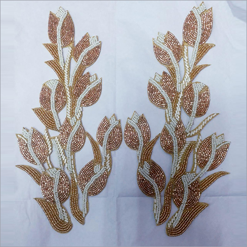 Handwork Patches - Silk Material, 4-8 Inch Size | One-Sided Design with Embroidered Patterns and Bead Decoration