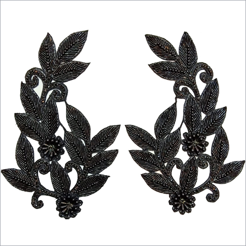 Handwork Patches - Silk Material, 4-7 Inch Length | Bead Decoration, One-Sided Design, Elegant Craftsmanship for Unique Styling