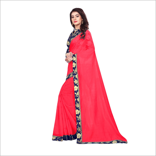 Red Ladies Designer Chiffon Saree