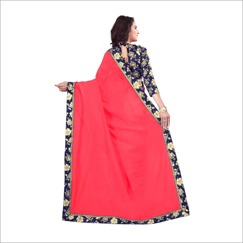 Red Ladies Designer Chiffon Saree