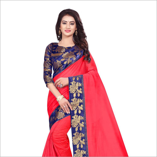 Red Ladies Designer Chiffon Saree