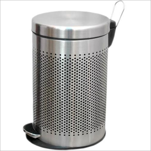 Round Perforated Stainless Steel Pedal Bin - 5 to 36L Capacity, 11 Inches Height, Natural Color, Suitable for Home & Office Use