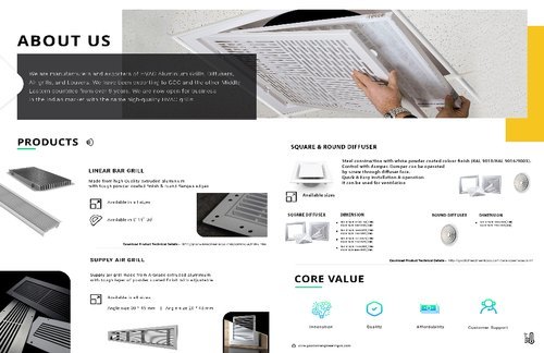 Linear Bar Grille - Aluminum, 2-4 Feet Width, 3-6 Feet Length, Customized Color | Ventilation Function, Ceiling And Wall Mount, 0/15/45 Degree Angles, Tough Powder Coated Finish