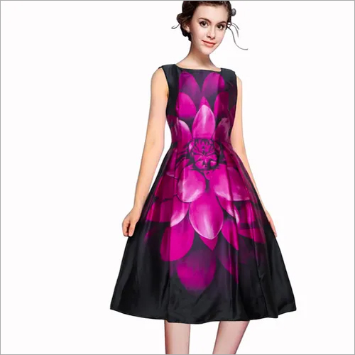 Designer Western Dress - Satin and Crepe Fabric, Available in S to XXL Sizes | Features Short Sleeves, Printed Logo Pattern, Washable and Stylish Design for Girls Age 15-45
