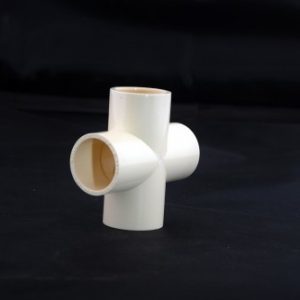 Cross TEE - PVC Material, 1 Inch Size, White Color | 150 PSI Pressure Rating, 140F Temperature Rating, Solvent Weld Connection, ASTM D2467 Standards