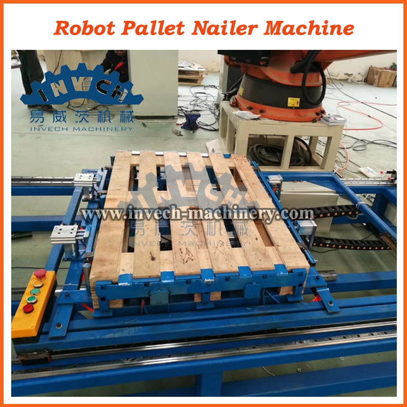 Automatic Robot Nailing And Stacking System For Stringer And Blocks Pallets