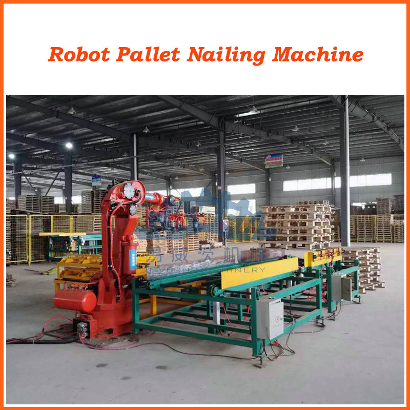 Automatic Robot Nailing And Stacking System For Stringer And Blocks Pallets