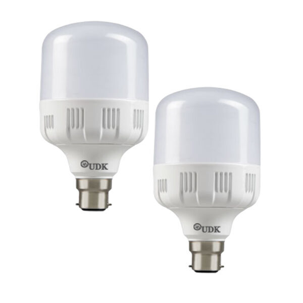 Udk Mega Led Bulb - 50w, Plastic, White Color, 5000-6500k, B22 & E27 Base, 220-240v Input Voltage | Ideal For Outdoor And Commercial Use, 1-year Warranty