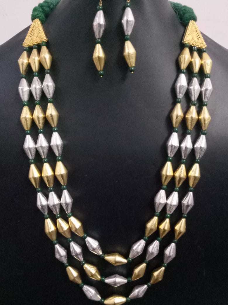 Necklace Beautiful Triple Layer Dual Tone Dholki Mala Set