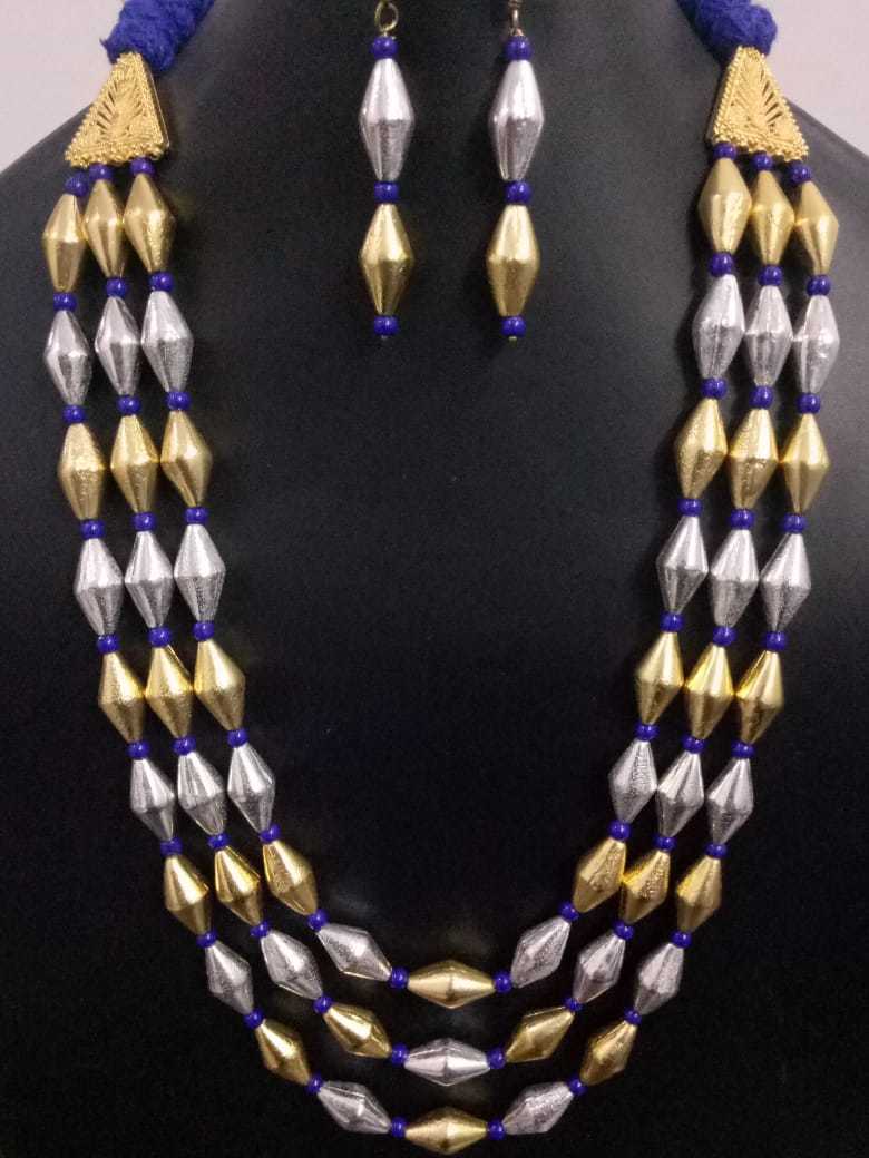 Necklace Beautiful Triple Layer Dual Tone Dholki Mala Set