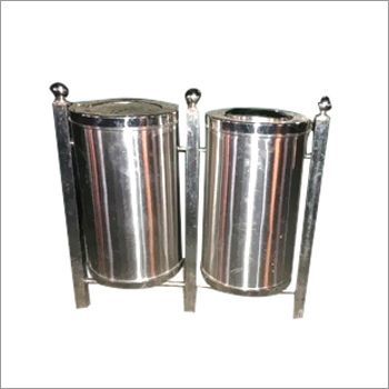 Stainless Steel Dual Dustbin Set - 12 x 28 Inches | Matte Finish, Commercial Application, Sturdy Two Bin Design