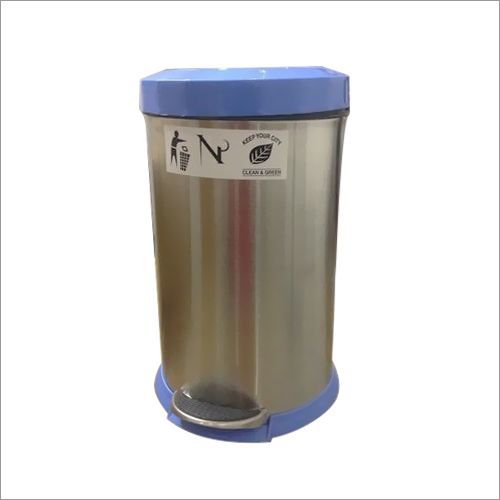 Stainless Steel Pedal Bin - Stainless Steel, 5 to 22 Litres, Silver with Blue Base & Lid, Matte Finish | Perfect for Home & Office Waste Management