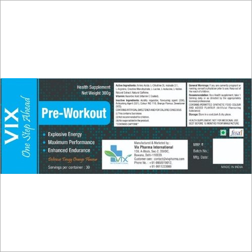 Pre Workout Supplement Dosage Form: Powder