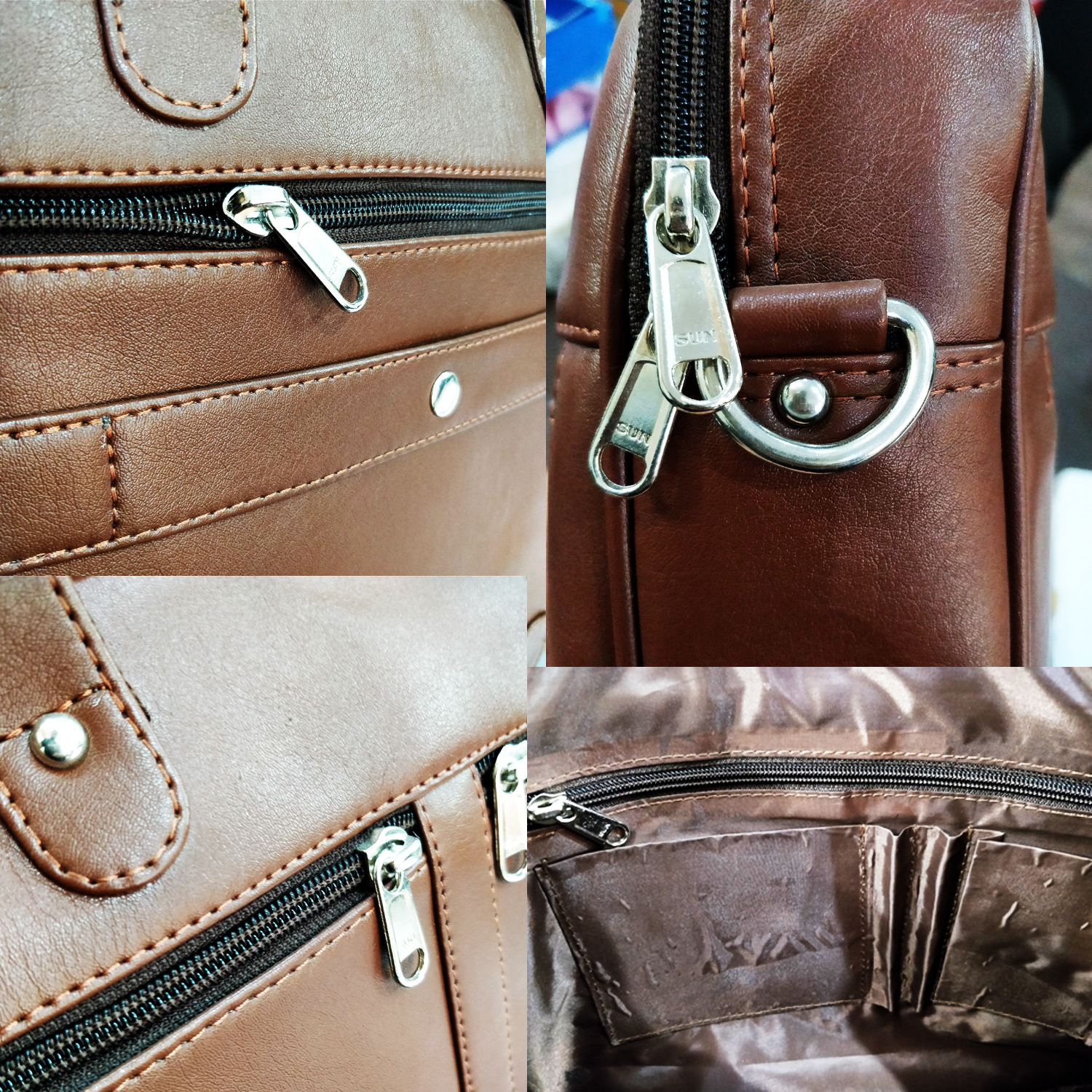 Premium Leatherette Executive Laptop Briefcase Bag 15.6" - Leatherette Material, 15.6" Size, Brown Color, 360-degree Shockproof Padding, 7 Compartments, Adjustable Strap