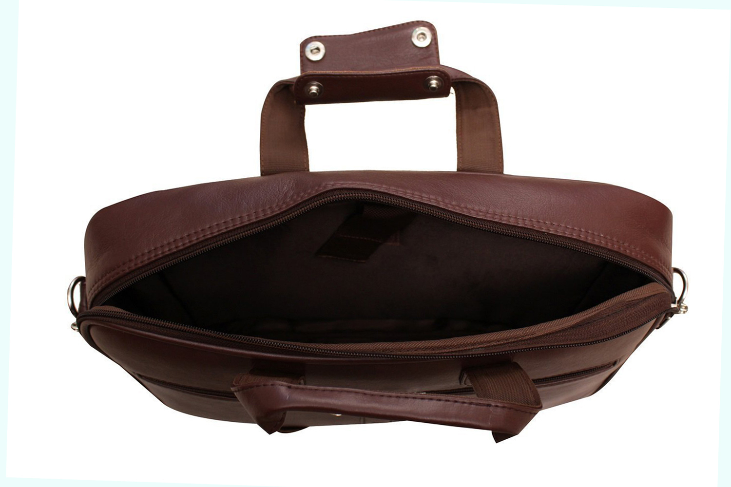 Premium Leatherette Executive Laptop Briefcase Bag 15.6" - Leatherette Material, 15.6" Size, Brown Color, 360-degree Shockproof Padding, 7 Compartments, Adjustable Strap