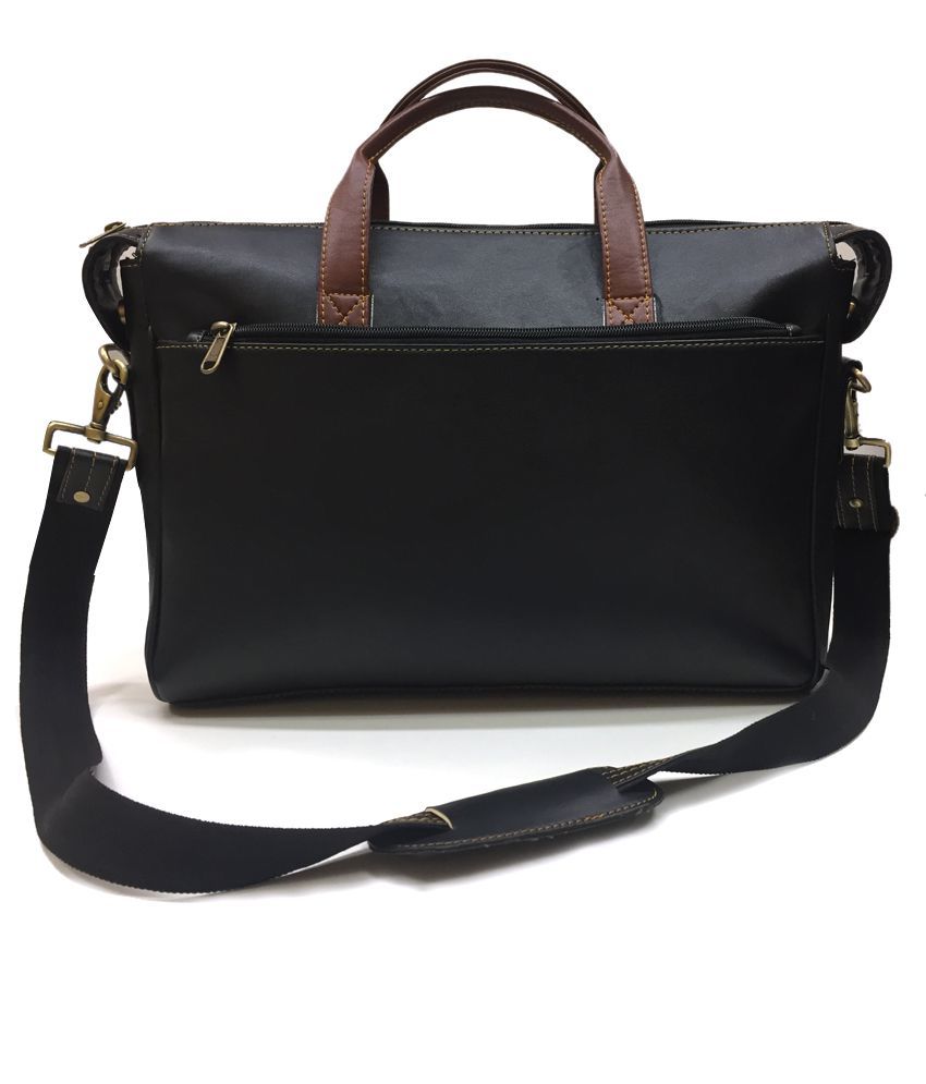 Black Ultra Modern Dual-tone Laptop Messenger Bag 15.6", Adjustable Strap And 3 Compartments