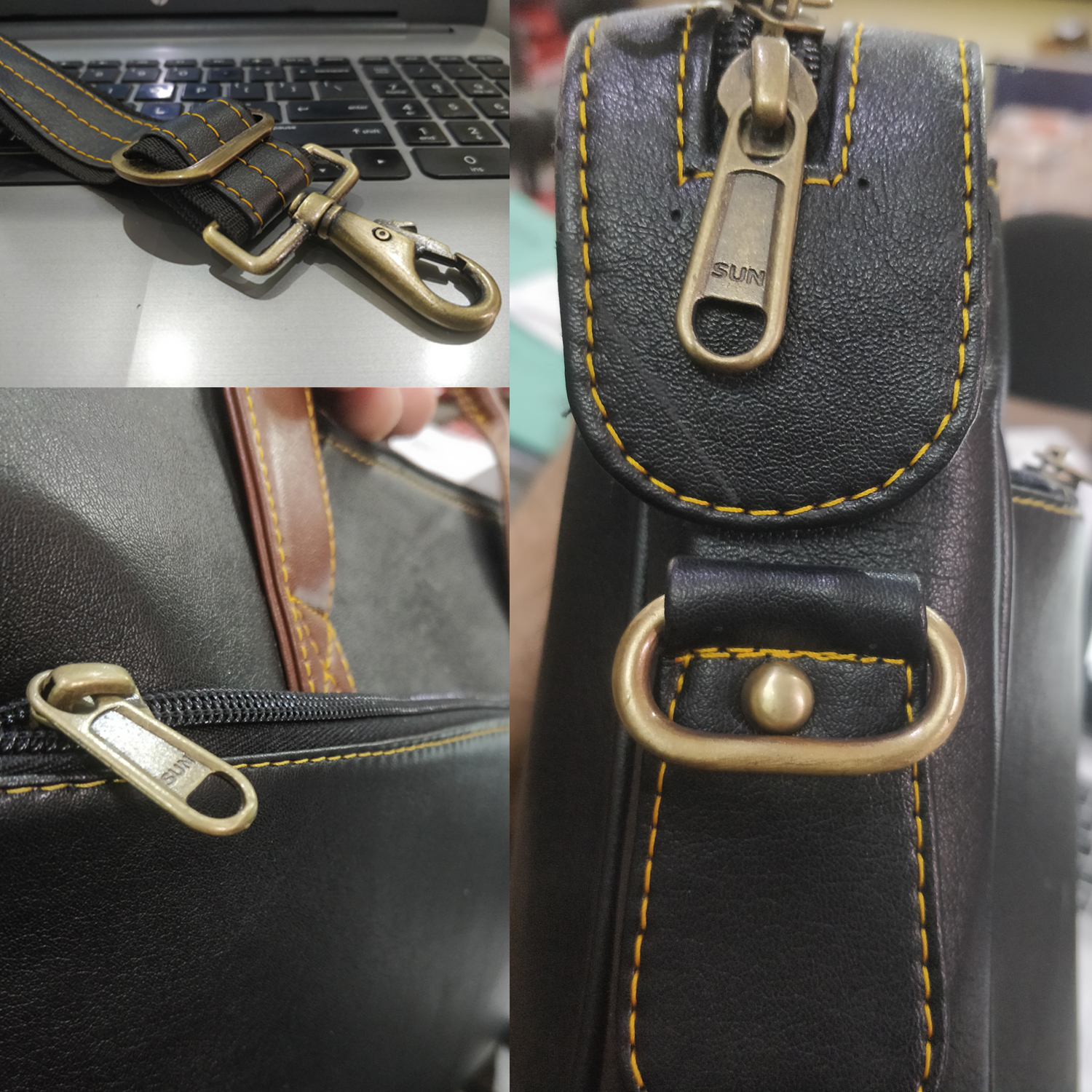 Black Ultra Modern Dual-tone Laptop Messenger Bag 15.6", Adjustable Strap And 3 Compartments