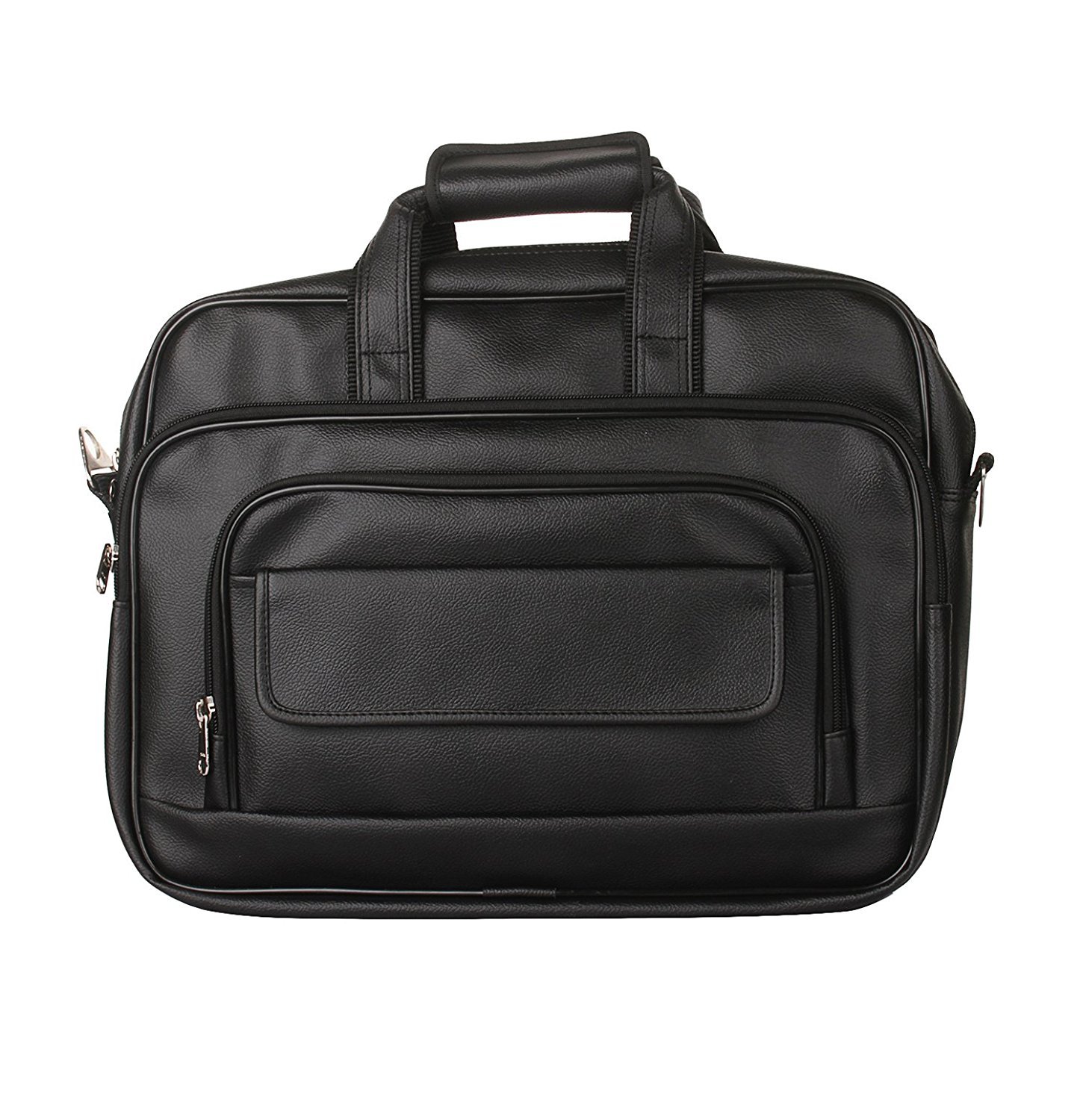 Spacious Classic Retro Laptop Bag - Leatherette, 15.6 Inches, Black | Adjustable Strap, 6 Compartments, Shockproof Padding, Zip Closure, Unisex Design, Stylish And Durable